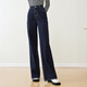 Betu women's new winter jeans versatile high-waisted slim straight wide-leg pants for women 2311T55 dark denim blue M