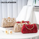 CALCULAT/KEEN Xima wedding handbag dinner bag cheongsam bag new Chinese style Xima clutch bead embroidered banquet bag handcarve A style champagne gold