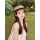 Meman Flat Top Strohhut Frauen französischer Strohhalm 2025 Neues Sommer großer Schwimon Hut Meer Urlaub Sun Hut 1# Konkave Top Black-up verbessert weiche Top [Hut Brim 8cm]
