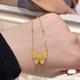 Fat Donglai's same style 18K gold butterfly pendant, Tiao Tai width necklace, Silver Flower Moon Festival, new clavicle chain, Yellow foot knot, Tiao Tai width butterfly necklace, Flower Moon Festival
