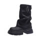 Tiaodega Bottes féminines printemps et automne Nouvelle talon épais à l'orteil rond à capuche Martin Bottes de bottes de pantalon empilées