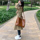 GARNUO khaki trench coat women's mid-length 2025 spring and autumn new high-end small thin casual coat khaki S 101-115