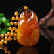 Fat Donglai's same style beeswax pendant Fu Lu Shou necklace water drop ethnic style amber old wax Ping An brand sweater for men and women Fu Lu Shou