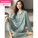 
Modal pajamas for women spring and autumn pure cotton long sleeve women thin 2025 new autumn cardigan lapel home clothing set XEQ1105 women pure cotton long sleeve pajamas 3XL (180): Suitable for 160-180Jin [Jin equals 0.5 kg] wearing