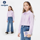 Navigare children's shirt spring and summer girls' shirt student cardigan comfortable and soft lapel lace lavender purple 150