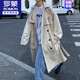 
ROMON British windbreaker jacket men's design sense high-end spring and autumn over-knee handsome mid-length coat summer loose casual AA khaki XL