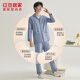 Hongdou Home Men Combed Pure Cotton Couple Pajamas Men Checked Long Sleeve Women's Home Clothing Blue XL
