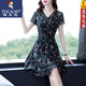 Woodpecker summer fashionable small chiffon dress ladies 23 new fashion retro summer short-sleeved floral skirt color [3923] M [Suggested 90-100]