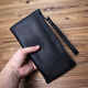 
ANYSMIC luxury brand bag men's bag men's handbag genuine leather casual zipper mobile phone bag large capacity clutch wallet black