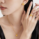 Chow Tai Fook Sparkling Love Sugar Cube Gold Ring Women's Pure Gold (labor fee 380) EOF1259 No. 14 Pure Gold About 3.40g