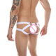 Supplies Men's special low-waist stretch men's thong U convex color matching hollow summer ice silk sexy underwear black border white net 2XL detailed size see description