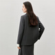 Shandubila 2025 Spring and Autumn Blazer Feminine Commuting One-Button Metal Label Fake Pocket Suit Dark Gray S