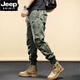 JEEP SPIRIT美式四季款休闲裤机能工装裤男宽松束脚裤男士百搭弹力长裤子 JP-679黑色【春秋款】 L 建议110-125斤