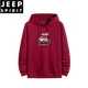 JEEP SPIRIT2025新款卫衣男女春秋宽松大码运动帽衫秋冬潮胖加肥上衣 浅灰色(春秋款W814) 2XL