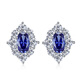 Henglijia 3 carat simulated tanzanite sapphire earrings for women, small, exquisite and high-end, internet celebrity high carbon diamond 925 sterling silver E82 tanzanite blue earrings