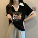 贝吉棋夏季200-300斤超胖m大码女装短袖t恤女宽松显瘦撞色polo衫上衣服 1105#CAC太阳-白色 2XL 【165一205斤】