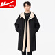 Warrior fake two-piece coat men's mid-length windbreaker jacket men's autumn and winter British style thickened hooded cloak jacket black M