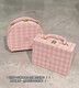 New product 3CE winter pink plaid storage box jewelry box blue cosmetic box portable hand mirror carry-on luggage blush City Mauve