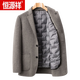 Hengyuanxiang (Hyx) Veste en laine double face costume de laine pour hommes Business Casual Casual Hiver Plus Velvet épaissis à manteau court brun gris [doublure en bas amovible] 175 / L [Recommandé 115-135jin [Jin est égal à 0,5 kg]]]