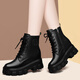 Lyca Kington 2024 autumn and winter new motorcycle boots niche zipper design inner height-enhanced short tube Martin boots versatile casual women's boots Black 1105 36