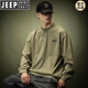 JEEP SPIRIT extra large size 300Jin Jin is equal to 0.5kg Henry collar long-sleeved T-shirt men's spring and autumn American loose layered polo. shirt sweatshirt ins trendy brand black XL recommended 120-150Jin Jin is equal to 0.5kg