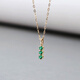 Xuecong's beautiful Korean pure 14K gold pendant for women, exquisite row of diamonds and emerald inlaid with a straight bar K gold clavicle chain, separate pendant, without chain, 14K gold