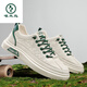 Woodpecker men's shoes 2025 new one-foot flat shoes for work men's casual and versatile soft sole leather sports little white trendy shoes Mi green 40