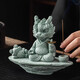 Lucky Dragon Tea Pet Decoration Color Changing High-End Green Sandstone Tea Table Tea Table Tea Set Feng Shui Decoration Crafts One Finger Rich + Sleeping Frog + Fishing Platform Base