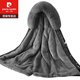 皮尔卡丹（pierre cardin）海宁派克服皮草大衣外套男款皮毛水貂绒獭兔毛内胆中长款冬季 灰色内胆-中长款 XL 建议115-130斤