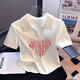 Rongxitu Summer Trendy Shirty Design Nicho Design Slim Slim Women's Short Top 702-White-36 XL