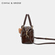 CinvaiKrose bag women's bag portable bowling bag women's 2026 new large capacity retro single shoulder messenger bag New Year gift coffee color