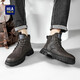 Hoilan Home (HLA) Martin Boots Fall and Winter New Casual Medium y High Top más Botas de vellón engrosadas Botas de trabajo para hombres Botas de cuero calientes de cilindro negro (Haagzm4aba0562 45