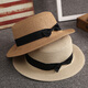 Anzhishang Korean style straw hat for women summer British retro flat top small fresh top hat sun protection beach hat travel trendy summer beige