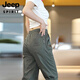 JEEP SPIRIT casual pants for men 2024 summer thin loose large size elastic lace ice silk Harlen all-match nine-point long pants YHUK09 black L 106-125Jin [Jin equals 0.5 kg]