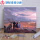 CLCEYdiy数字油画 冰雪奇缘儿童手绘制卡通动漫填色油彩画安娜爱莎公主 X12401 60*75[订好内框]_送亮光剂+水
