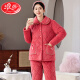 LangSha pajamas women's new winter coral velvet three-layer cotton thickened warm mother middle-aged and elderly home clothing set 1105# burgundy XL [Suggested 115-130Jin [Jin equals 0.5 kg]]