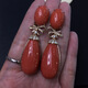 Zhaohao Coral Drop Earrings Exquisite and Elegant Tibetan Earrings Large Earrings