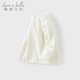 DAVE&BELLA children's antibacterial and anti-mite long-sleeved tops for baby girls spring new t-shirt casual children's clothes girls' bottoming shirt white ready in stock 90 cm (recommended height 80-90cm)
