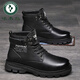 Woodpecker [wirklich weiches Leder] Umgang mit Martin Boots Herren -Jugend im Freien Lederschuhe Herrenherbst und Winter MD101 Schwarze Baumwollschuhe echte Lederboutique Version 39