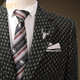 RESHILY wool suit jacket men's casual suit spring and autumn handsome trendy single Western Korean style slim pattern fabric, black and gray grid, single suit 185/XXL/54 (weight 150-160 Jin [Jin equals 0.5 kg])