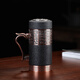 Tanxuange purple clay tea cup purple clay thermos cup high-end souvenir gift water cup custom LOGO gift for father and mother teacher Baifu frosted black set-Rood wood box 420ml