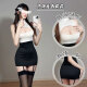 Ye Zimei's sexy secretary OL uniform hot hollow hip-pack miniskirt seductive uniform set hot bedding free pajamas women's sexy underwear body dress [cloth + T-pants] M size does not include socks (suit 90-120 Jin [Jin equals 0.5 kg])