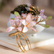 Meng Junchen's intangible velvet flower hairpin handmade new Chinese style hairpin cheongsam headdress ancient style Hanfu hair accessories fairy headdress pink lily velvet flower hair comb