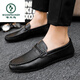 Holzspecker Fahrschuhe Ein Fuß Antrieb Loafer Lederschuhe wasserdicht britische Mütze Schuhe Herren trendige Schuhe Casual Schuhe Low Top D838 Black 40