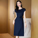 皮尔卡丹（pierre cardin）真丝连衣裙杭州女2024夏季新款气质喜婆婆品牌红色桑蚕丝纯色裙子 酒红 XL
