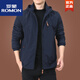Romon Outdoor Men's Jacket Otoño e Invierno 2025 Nuevo tops de ropa de otoño para hombres de mediana edad más chaqueta de vellón Primavera y otoño grueso 9898 Black Style Plus Fleece 3xl