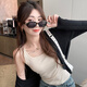 Yu Zhaolin Camisole Women's Wide Shoulder Square Collar Thread Slim Fit Inner and Outerwear Bottoming Shirt Thin Sleeveless Top White