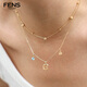 FENS Jewelry 18K Gold Necklace Women's 2.0 Upgraded Letter Chain Gemstone Color Gold Chain Letter X 2.0 Gemstone Citrine