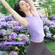Shuangxiu Beautiful Yoga Wear Women's Top Purple Dopamine High-Level Feeling Pilates Training Wear Vest Set with Chest Pad Black Top XL 120-135