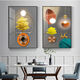 Lingtong Restaurant Decorative Painting Modern Simple Restaurant Dining Room Wall Hanging Painting High-end Light Luxury Abstract Background Wall Two-Link Mural 3 Golden Deer Nafu 40*60 Crystal Porcelain